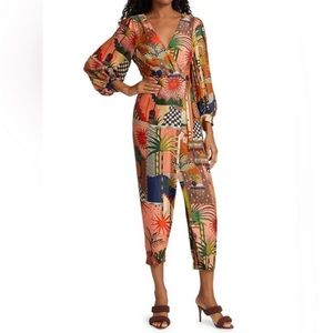 Farm Rio Mystic City Tropic Pink Jumpsuit Size S NWT $245